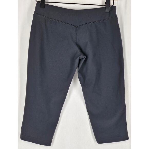 NIKE WOMEN'S BLACK DRI-FIT CROPPED LEGGINGS COMPRESSION PANTS SWOOSH SIZE LARGE - Picture 2 of 9